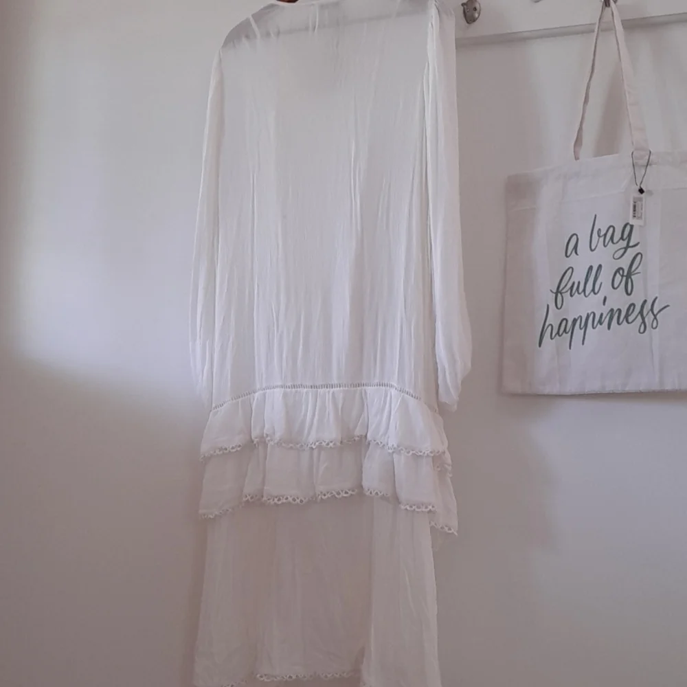 NEVER FULLY DRESSED White Harmony Long Sleeve Tiered Ruffle Maxi Dress NWT - Picture 12 of 16